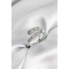 Prativas Gümüş Renk Zirkon Taşlı Yılan Model Kadın Yüzük - PRT3500EB10405