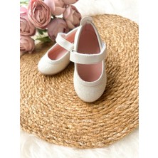 Aysskids Beyaz Taşlı Simli Kız Çocuk Bebek  Ayakkabı