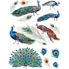 Nexa Peacock Dreams Transfers®-Peacock Dreams Boyut 61 cm x 83 cm - 3 Yaprak - Toplam Tasarım Boyutu 61 cm x 83 Cm/rub-Ons