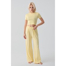 Artış Collection Kısa Kollu Crop Bol Paça Esnek Viskoz Pijama Takım 17216