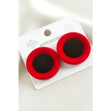 Zero Land Matrixzn Düğme Süet Kumaş Küpe - Kırmızı