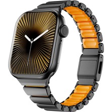 AktarMobile Apple Watch 6 5 4 3 2 1 Se 38 40 mm Uyumlu Titanyum Kordon Silikon Iç Yüzey Hafif Premium Kayış