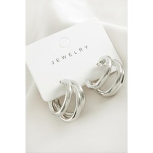 Zero Land Matrixzn 3 Sıra Metal Halka Küpe - Gümüş Rengi