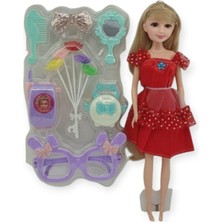 Aesco Güzellik Seti 7 Parça Aksesuarlı Bebek Seti - Kırmızı (Lisinya)