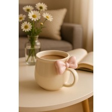 Liora Life Pembe Fiyonklu 300 ml Beyaz Seramik Kupa Bardak MIT1212