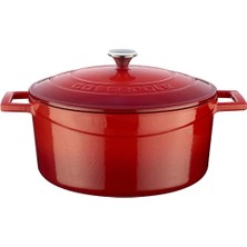 Liora Metal Döküm Yuvarlak Tencere, 24 Cm, Kırmızı