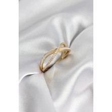 Prativas Zirkon Taşlı Sarmal Sedefli Gold Renk Kadın Yüzük - PRT3500EB10382