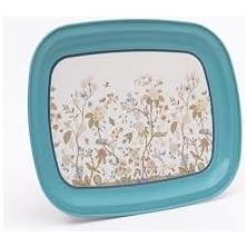 Liora EVLE-EE171-9F Blue Desenli Oval Tepsi 24X31 cm (Blue)