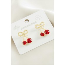 Zero Land Matrixzn Kiraz Taşlı Metal Küpe - Sarı