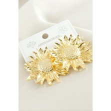 Zero Land Matrixzn Ay Çiçek Metal Küpe - Sarı