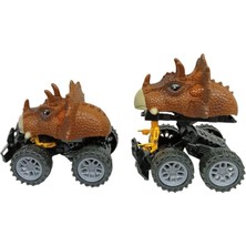 Aesco Sürtmeli Dinazor Robota Dönüşen Araba 14 cm - Kahverengi (Lisinya)