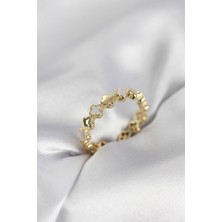 Prativas Gold Renk Sedefli Yonca Model Kadın Yüzük - PRT3500EB10485