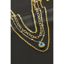 Zero Land Matrixzn Nazar Boncuk Dörtlü Kolye - Sarı