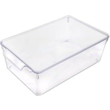 Nexa 1 Adet Kırılmaz Şefaf Akrilik Kapaklı Buzdolabı Organizeri | Buzdolabı Içi Düzenleyici | Sebze Meyve Saklama Kabı Organizeri (20CM x 32,5cm X10,5CM) x Large Boy