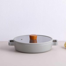 Nexa Fika Cam Kapaklı Alüminyum Sahan 22CM Gri