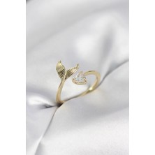 Prativas Balık Kuyruğu Model Gold Renk Zirkon Taşlı Kadın Yüzük - PRT3500EB10584