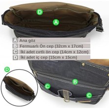 Liora 4047 Antiochia Gl Hakiki Deri Omuz Postacı Okul Suya Dayanıklı Mumlu Kanvas Laptop Çantası