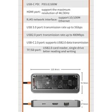 Nexa MT55 Mac ile Uyumlu Thunderbolt 3 Type-C USB Adaptör Hub 8in1 4K HDMI 100MBPS Sd Kart Okuyucu 100W Pd Telefon Hızlı Şarj Aleti