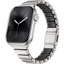 AktarMobile Apple Watch 7 8 9 41 mm Uyumlu Titanyum Kordon Silikon Iç Yüzey Hafif Premium Kayış