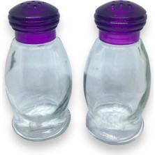 Nexa 100 cc 2 Adet Cam Tuzluk, Mor Sert Plastik Kapaklı Tuzluk/mor Kapaklı