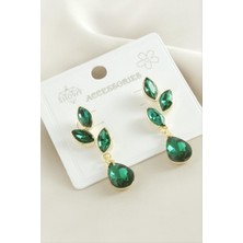 Zero Land Matrixzn Çiçek Damla Taşlı Metal Küpe - Gümüş Rengi