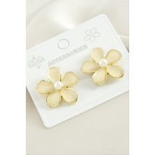 Zero Land Matrixzn Çiçek Inci Mineli Küpe - Sarı