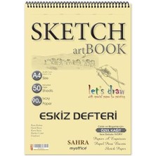 Liora Sahra A4 Spiralli Eskiz Defteri – 50 Yaprak, 90 gr Ince Dokulu Ivory Kağıt