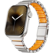 AktarMobile Apple Watch 10 / 11 42 mm Uyumlu Titanyum Kordon Silikon Iç Yüzey Hafif Premium Kayış