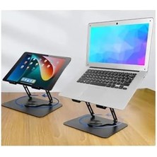 Liora ZR-110 B Alüminyum 360 Derece Dönen Tabanlı Katlanabilir Taşınabilir Laptop Standı (Koyu Gri)