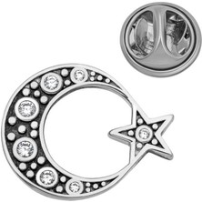 Tienda Elegante Gümüş Ay Yıldız Rozet