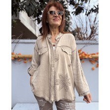 Denizege Butik Italyan Taşlanmış Gömlek/ceket Vizon