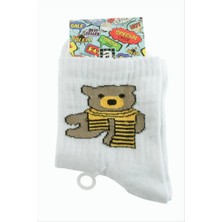 Zero Land Matrixzn Ayıcık Kolej Çorap 8*28 - Beyaz