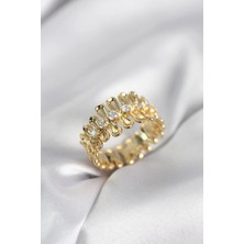 Prativas Gold Renk Zirkon Taşlı Sıralı Damla Model Kadın Yüzük - PRT3500EB10501