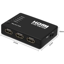 Nexa HDMI Çoklayıcı Çoğaltıcı Switch 5 Port Kumandalı Ir Alıcılı