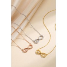 925 Ayar Gümüş Gerçek Pırlantalı Sonsuzluk Kolye – 14 Ayar Altın Kaplama Kadın Kolye