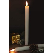 Zero Land Matrixzn 2 Adet Işıklı Şamdan Mum 25 Cm - Krem