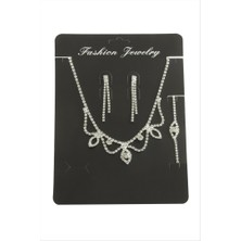 Zero Land Matrixzn Oval Taşlı Set Kolye - Gümüş Rengi