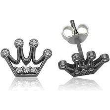 Fm Gümüş Kraliçe Tacı Çivili Küpe