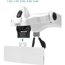 Aesco -5 Lens 1.0x-3.5x, 2led Işıklı  ile Ayarlanabilir Gözlük BÜYÜTEÇ9892B2 ( Lisinya )