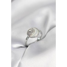 Prativas Ay Yıldız Model Gümüş Renk Zirkon Taşlı Kadın Yüzük - PRT3500EB10451