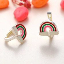 Tienda Elegante Gümüş Gökkuşağı Çocuk Küpe