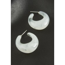 Zero Land Matrixzn Oval Plastik Küpe - Beyaz