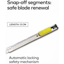 Liora Mini Bıçağı 9 mm 0.4 Mm, Metal Gövdeli, Kırılabilir Ince Uçlu, Otomatik Kilitlemeli, Pratik El Aleti, Kağıt Karton Hobi ve Ofis Kesim Bıçağı