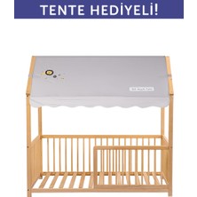KMB311 Kukka Doğal Ahşap Montessori Karyola – Tente Hediyeli