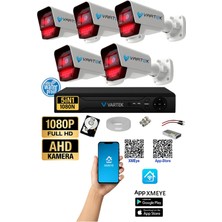 Vartek Bilişim 5 Kameralı Ahd Full Hd 9 LED 5mp Kamera Seti - 1tb HDD Dahil Gece (Siyah-Beyaz) Görüş