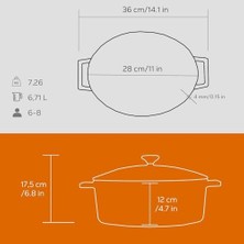 Liora Metal Döküm Yuvarlak Tencere, 28 Cm, Turuncu