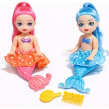 Aesco 2'li Deniz Kızı Bebek Seti - Hareketli Eklemler ve Aksesuarlı - Pembe & Mavi (Lisinya)
