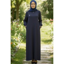 Beluna Tekstil Aerobin Kumaş Tesettür Cepli Fermuarlı Ferace - Günlük Rahat Kesim Uzun Kap