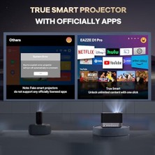 Liora Aurzen Boom 3 Doıby Ses ve 36W Hoparlörler, Otomatik Odaklama ve Keystone, Netflix Resmi 500 Ansı Ev Dış Mekan Projektörü, Siyah Akıllı Projektör Siyah