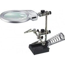 Aesco Ayarlanabilir Başlıklı Elektronikçi Yardım Lehim Standı ile Ledli Büyüteç - Lisinya